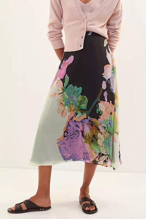 Floral Midi Skirt - Orchid Bloom